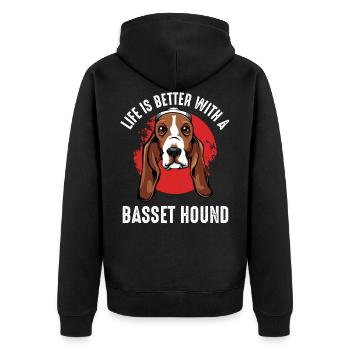 Basset Hound - Veste à capuche bio Premium Unisexe - noir - Dos - Nico (187cm)