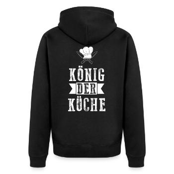 König Der Küche - Unisex Premium Bio Zip Hoodie - Schwarz - Hinten - Nico (187cm)