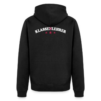 Klassenlehrer - Unisex Premium Bio Zip Hoodie - Schwarz - Hinten - Nico (187cm)