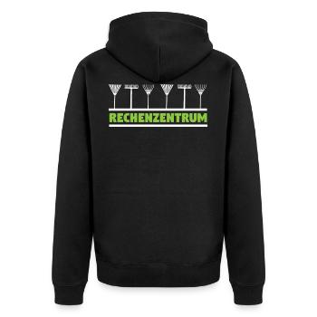 Rechenzentrum - Unisex Premium Bio Zip Hoodie - Schwarz - Hinten - Nico (187cm)