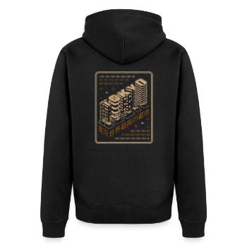 Tokyo Retro - Unisex Premium Organic Zip Hoodie - black - Back - Nico (187cm)