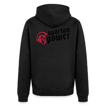 spartan power fitness gym helmet - Unisex Premium Organic Zip Hoodie - black - Back - Nico (187cm)