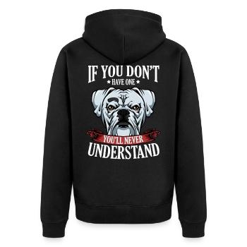 Cool Boxer Statement Dire le cadeau du propriétaire du chien - Veste à capuche bio Premium Unisexe - noir - Dos - Nico (187cm)