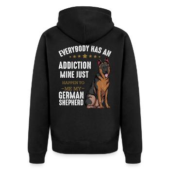 German shepherd - Unisex Premium Organic Zip Hoodie - black - Back - Nico (187cm)