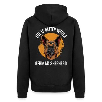German shepherd - Unisex Premium Organic Zip Hoodie - black - Back - Nico (187cm)
