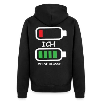 Akku - Ich Und Meine Klasse - Unisex Premium Bio Zip Hoodie - Schwarz - Hinten - Nico (187cm)