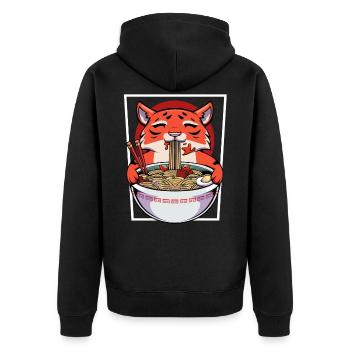Tiger - Unisex Premium Bio Zip Hoodie - Schwarz - Hinten - Nico (187cm)