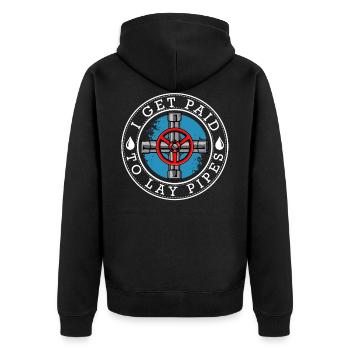 plumber - Unisex Premium Organic Zip Hoodie - black - Back - Nico (187cm)