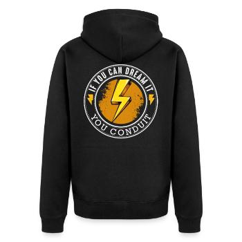 Elektriker - Unisex Premium Bio Zip Hoodie - Schwarz - Hinten - Nico (187cm)