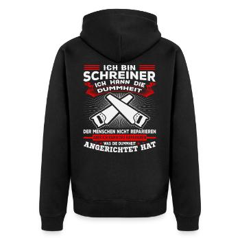 ICH BIN SCHREINER - Unisex Premium Bio Zip Hoodie - Schwarz - Hinten - Nico (187cm)