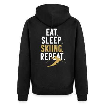 Ski Ski Holiday Ski Repeat - Unisex Premium Organic Zip Hoodie - black - Back - Nico (187cm)