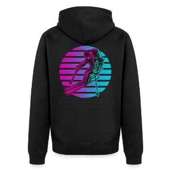 Ski Skiurlaub Skifahrer Neon - Unisex Premium Bio Zip Hoodie - Schwarz - Hinten - Nico (187cm)