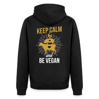 Vegan Vegan Vegan Rester tranquille - Veste à capuche bio Premium Unisexe - noir - Dos - Nico (187cm)