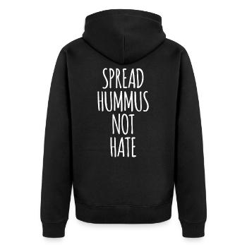 Vegan Vegan Vegan Hummus White - Unisex Premium Organic Zip Hoodie - black - Back - Nico (187cm)