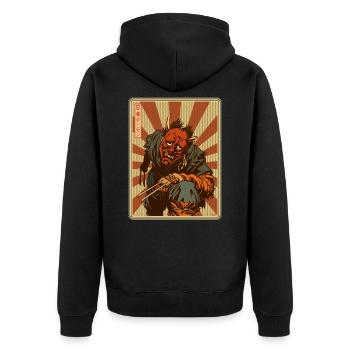 Japanese Ninja Demon Manga style - Unisex Premium Organic Zip Hoodie - black - Back - Nico (187cm)
