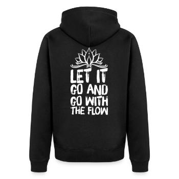 Yoga Meditation Spiritualität Flow Weiß - Unisex Premium Bio Zip Hoodie - Schwarz - Hinten - Nico (187cm)