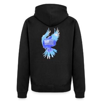 Amerikanische Flagge USA Adler - Unisex Premium Bio Zip Hoodie - Schwarz - Hinten - Nico (187cm)