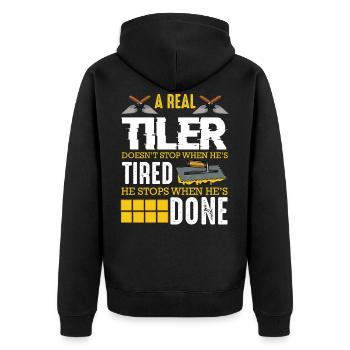 Tiler - Unisex Premium Organic Zip Hoodie - black - Back - Nico (187cm)