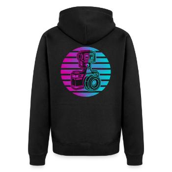 Fotograf Fotografie Foto Neon - Unisex Premium Bio Zip Hoodie - Schwarz - Hinten - Nico (187cm)