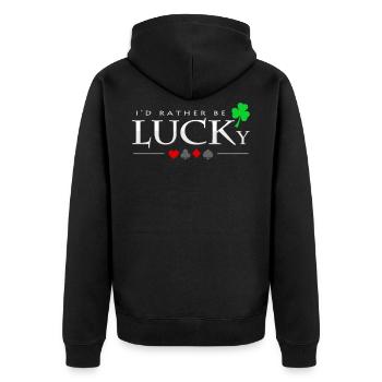 poker - Unisex Premium Organic Zip Hoodie - black - Back - Nico (187cm)