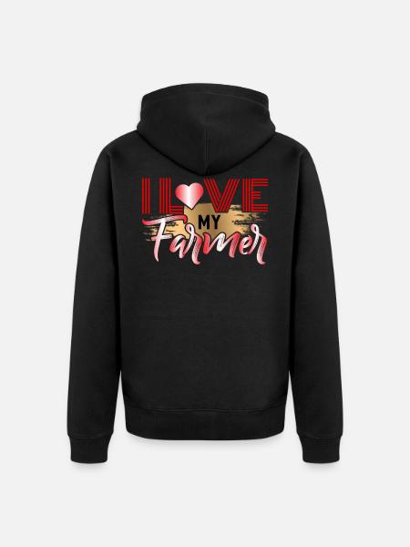 I love my peasant. - Unisex Premium Organic Zip Hoodie - black