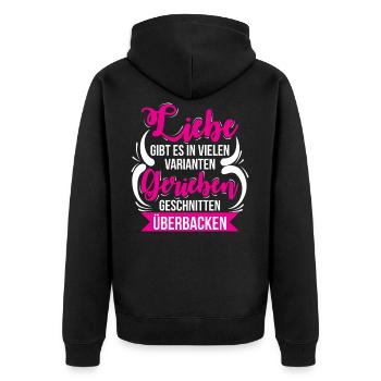 Käse - Liebe Gibt Es In Vielen Varianten - Unisex Premium Bio Zip Hoodie - Schwarz - Hinten - Nico (187cm)