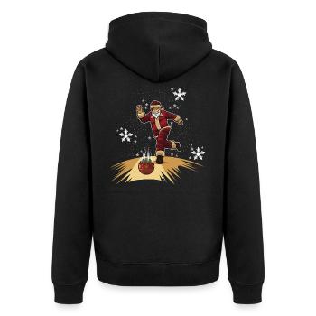 Santa Claus Plays Bowling - Christmas Bowling Team - Veste à capuche bio Premium Unisexe - noir - Dos - Nico (187cm)