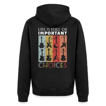Guitare - La vie est pleine de décisions importantes - Veste à capuche bio Premium Unisexe - noir - Dos - Nico (187cm)