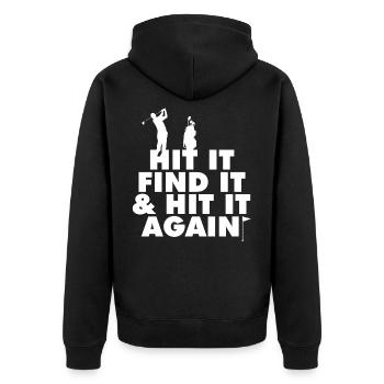 Golf Golfplatz Golfer Sprüche Abschlag - Unisex Premium Bio Zip Hoodie - Schwarz - Hinten - Nico (187cm)