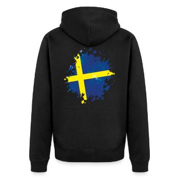 Drapeau suède - Veste à capuche bio Premium Unisexe - noir - Dos - Nico (187cm)