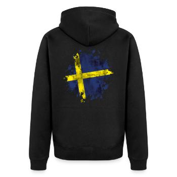Sweden flag sweden - Unisex Premium Organic Zip Hoodie - black - Back - Nico (187cm)