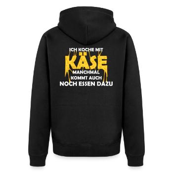 Ich Koche Mit Käse - Unisex Premium Bio Zip Hoodie - Schwarz - Hinten - Nico (187cm)