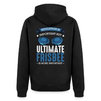 Frisbee - Unisex Premium Bio Zip Hoodie - Schwarz - Hinten - Nico (187cm)