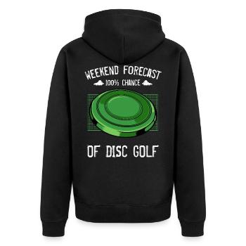 Frisbee - Unisex Premium Bio Zip Hoodie - Schwarz - Hinten - Nico (187cm)