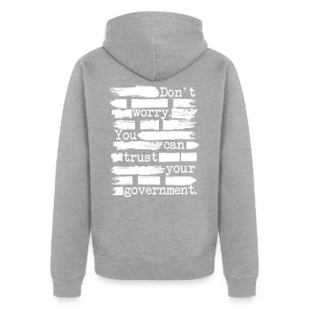 Anarchist Anarchismus Anarchie Zensur Weiß - Unisex Premium Bio Zip Hoodie - Grau meliert - Hinten - Nico (187cm)