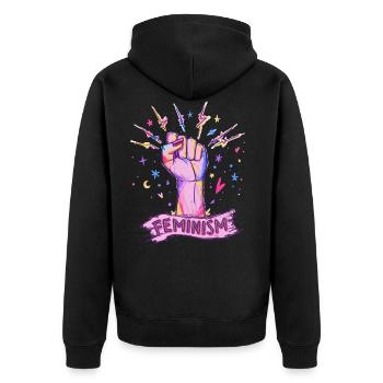 Feminism Frauenrechte Demo Frauen Power - Unisex Premium Bio Zip Hoodie - Schwarz - Hinten - Nico (187cm)