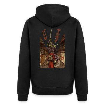 Samourai Zombie for Manga fans - Unisex Premium Organic Zip Hoodie - black - Back - Nico (187cm)