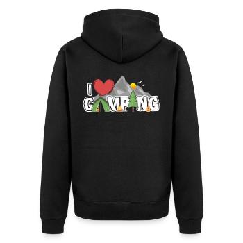 I love Camping - Camper Outdoor Geschenk Natur - Unisex Premium Bio Zip Hoodie - Schwarz - Hinten - Nico (187cm)