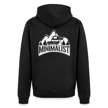 MINIMALIST Geschenk für Camper mit Dachzelt Natur - Unisex Premium Bio Zip Hoodie - Schwarz - Hinten - Nico (187cm)
