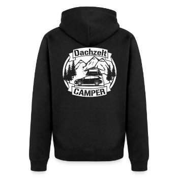 Dachzelt CAMPER - Geschenk für alle mit Dachzelt - Unisex Premium Bio Zip Hoodie - Schwarz - Hinten - Nico (187cm)