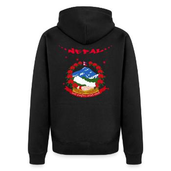 Nepal - Unisex Premium Bio Zip Hoodie - Schwarz - Hinten - Nico (187cm)