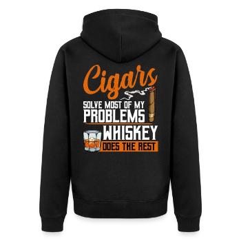 Zigarre - Unisex Premium Bio Zip Hoodie - Schwarz - Hinten - Nico (187cm)