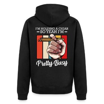 Zigarre - Unisex Premium Bio Zip Hoodie - Schwarz - Hinten - Nico (187cm)