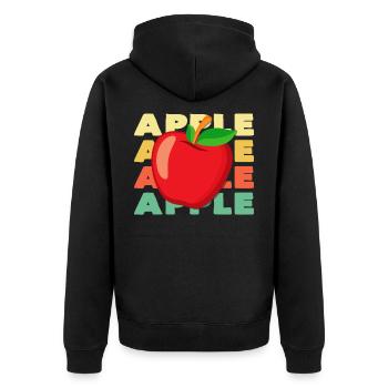 Apfel - Unisex Premium Bio Zip Hoodie - Schwarz - Hinten - Nico (187cm)