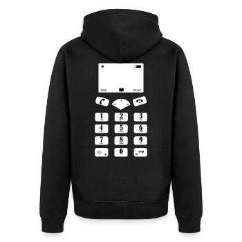 Vintage Telefon Retro Handy Knöpfe Kostüm Fasching - Unisex Premium Bio Zip Hoodie - Schwarz - Hinten - Nico (187cm)