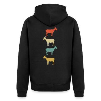 Ziege Ziegenbock Bunt - Unisex Premium Bio Zip Hoodie - Schwarz - Hinten - Nico (187cm)