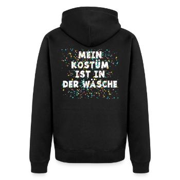 Mein Kostüm ist in der Wäsche - Unisex Premium Bio Zip Hoodie - Schwarz - Hinten - Nico (187cm)
