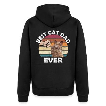 Best Cat Dad Ever Vintage Retro Cats Dad Dad - Unisex Premium Organic Zip Hoodie - black - Back - Nico (187cm)
