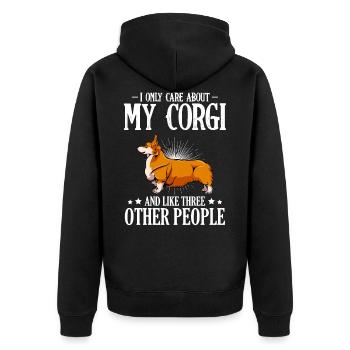 Welsh Corgi - Unisex Premium Organic Zip Hoodie - black - Back - Nico (187cm)