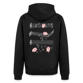 Musik Schweine Musiknoten Süßes Ferkel Geschenk - Unisex Premium Bio Zip Hoodie - Schwarz - Hinten - Nico (187cm)
